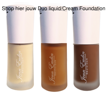 Jenn Eudin Foundation Duo heeft in de dop van de Liquid HD foundation een potje cream foundation in dezelfde kleur.